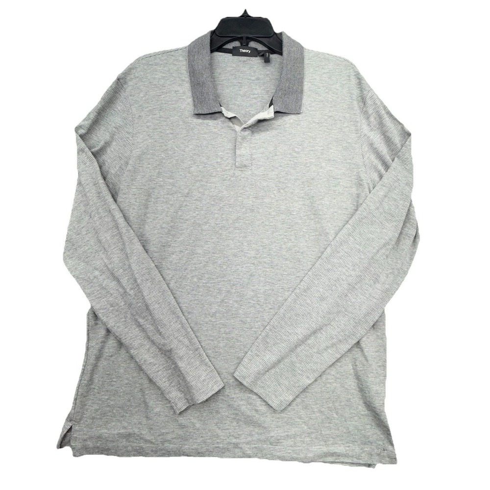 Theory Men's long sleeve‎ polo shirt Gray XL